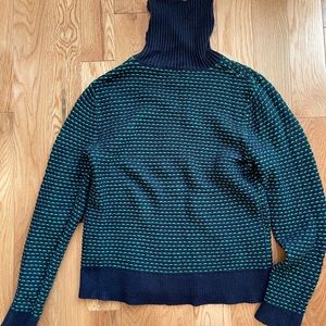 Women’s J. Crew Navy with Green Turtleneck, Sz M